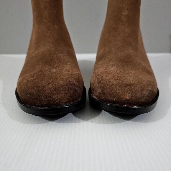 NEW Sam Edelman Kaiti Zip Ankle Bootie Womens 7 Brown Suede Low Heel Western - Picture 5 of 13